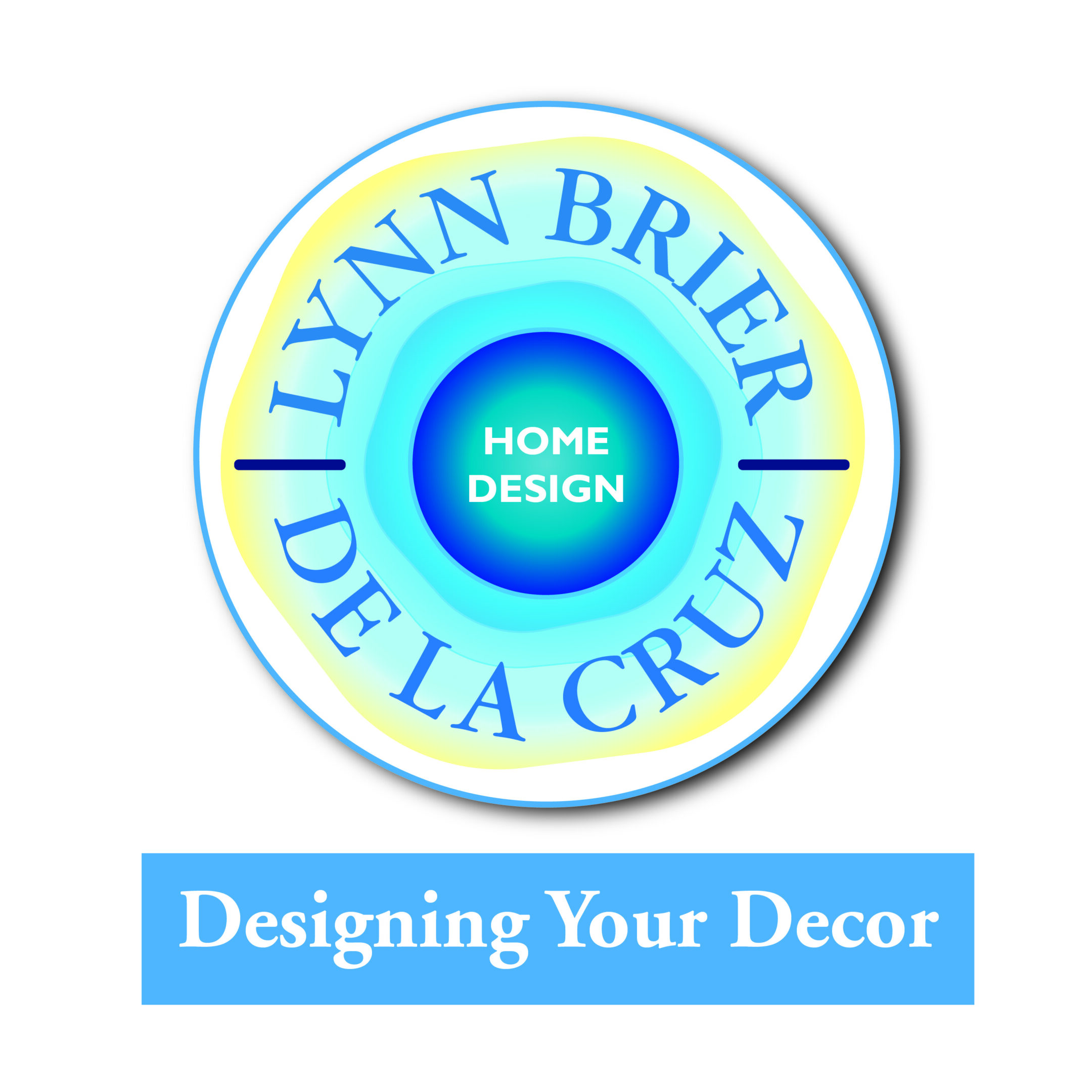 Home design logo with blue text.