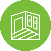 Green circle with interior room icon.